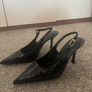 Primark Black Croc-Patterned Heels